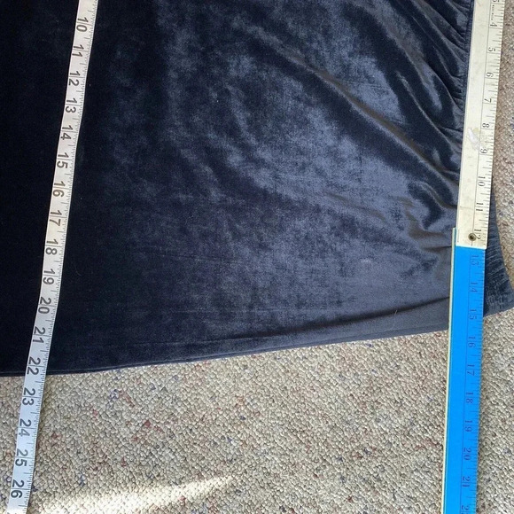 Laura Scott Black Velvet Velour Maxi Skirt Elastic Waist Stretch Comfy Women M - Picture 2 of 7